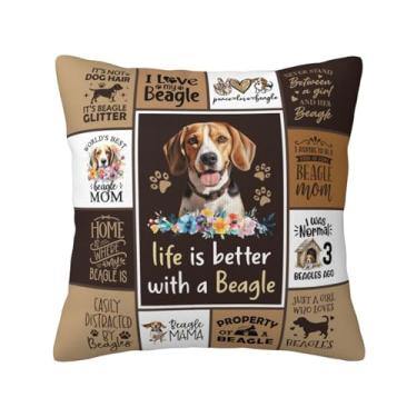 Imagem de Skizbcw Presentes de Natal Beagle para mulheres e meninas, presentes temáticos de beagle para donos de beagles, capa de travesseiro para mãe de beagles 45,7 x 45,7 cm