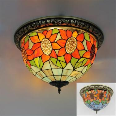 Imagem de Luminária de parede retrô americana LED de luxo europeia para sala de estar, restaurante, quarto, escritório, casa de campo, hotel, café, bar, corredor, escada, vidro colorido (Estilo 5)