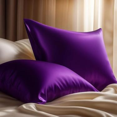 Imagem de Kit 6 Fronhas de Cetim Anti Frizz 48x68cm Premium – Fronha para Cabelo e Pele Macia (Roxo)