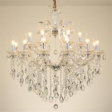 Imagem de Lustre europeu de luxo em cristal prateado, cinza fumê, para sala de estar, restaurante, quarto, villa, hotel, restaurante ocidental, loja de roupas, salão de beleza, karaokê. Luminária pend
