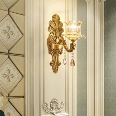 Imagem de Luminária de parede de cristal de luxo europeia, moderna, com LED, para decoração de sala de estar, quarto, escritório, quarto modelo, hotel, casa de campo, corredor (1 unidade).