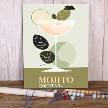 Imagem de Kits de pintura a óleo por números para adultos, coquetéis, bricolage, pintura a óleo por números, para adultos, iniciantes em tela, para decoração de parede de casa, presentes de aniversário de Natal