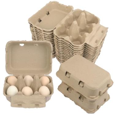 Imagem de KUKLIPJIM Pacote com 30 6 caixas de papel aderentes, meia dúzia de caixas de ovos, armazenamento de ovos de pato de polpa jumbo, fibra de polpa ecológica, reutilizável e durável, perfeita para casa e