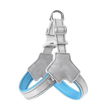 Imagem de Peitoral refletivo para cães com alça, colete macio ecológico e alça de couro vegano para raças grandes