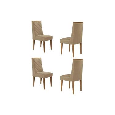 Imagem de Cadeira Sala De Jantar Pietá Kit 4 Un Madeira Capuccino-suede Creme - Rufato