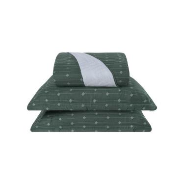 Imagem de Cobre Leito 3 Peças Casal Percal 200 Fios Decor 100% Poliéster - Verde