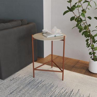 Imagem de Mesa Lateral Industrial Marbella Cobre Com Off White - Preto
