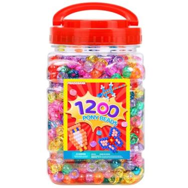 Imagem de Praisebank Contas de pônei, 1200 peças, 6 x 9 mm, contas por atacado, pulseiras para fabricação de joias, artes e artesanato (glitter)