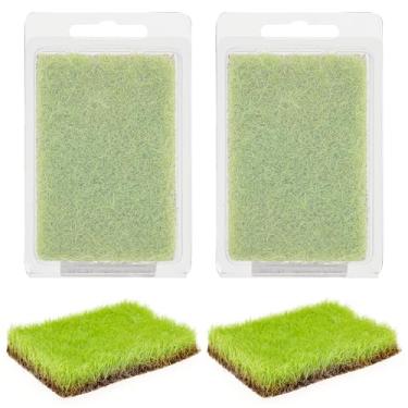 Imagem de Woohome 2 peças de grama estática tufo ferroviário grama artificial para cenário de trem, paisagem ferroviária, mesa de areia militar faça você mesmo, verde claro