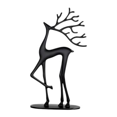 Imagem de Bothyi Estatueta de Rena para Decoração de Natal: Elegante Escultura de Rena, Estatuetas de Natal Modernas para Decoração de Interiores, Escritório, Lareira, L Black