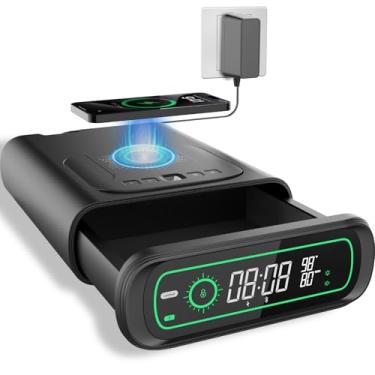 Imagem de Fitsafe Cofre biométrico para armas com scanner de impressões digitais, teclado digital e controle de aplicativo – Cofre de armário de arma de cabeceira com acesso rápido, visor de LED, carregador de