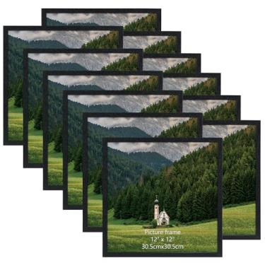 Imagem de HORLIMER Conjunto de 12 porta-retratos de 12 x 12, molduras pretas de 30 x 30 cm para documento de diploma de certificado, pendurar na parede ou exibição de mesa