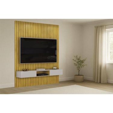 Imagem de Rack Bancada C/ Painel P/ Tv Trento 183x240cm Cedro/bali - Dj Móveis