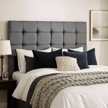 Imagem de Cabeceira Cama Box Solteiro 90 Cm Malta Em Suede Com Frame Cinza