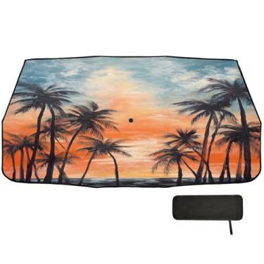 Imagem de SEHANY Palmeiras de praia, pára-brisa, guarda-sol dobrável para janela dianteira de carro, bloqueios de raios UV, calor, mantém o veículo fresco, protetor de viseira de sol adequado para Sedan SUV 147