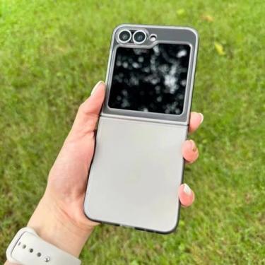 Imagem de Capa transparente fosca para Samsung Galaxy Z Flip 3 4 5 6 5g Flip6 Flip5 (Para Samsung Z Flip5/MoShaPreto)