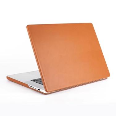 Imagem de Ronuo Capa traseira de couro vegano de microfibra para MacBook Pro de 16,2 polegadas M4 Pro A3403/ M4 Max A3186, capa protetora ultrafina de duas peças M3 A2991 A2780 A2485 (marrom)