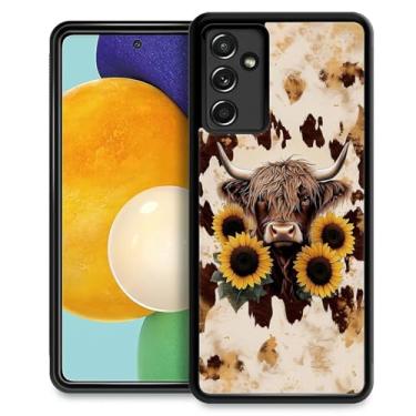 Imagem de FKBRCL4U Capa para Samsung Galaxy A14 5G, design gráfico para meninas e meninos, silicone macio, acrílico, proteção contra choque, projetada para Samsung Galaxy A14 5G Western Highland Cow Sunflower
