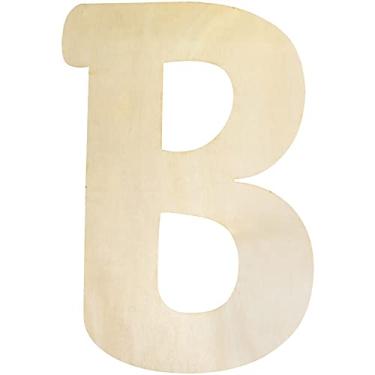 Imagem de Letras de madeira B letras grandes de madeira 30,5 cm letras de madeira inacabadas para decoração de parede artesanato em branco grande quadro de alfabeto pintura pendurada em casa bebê berçário