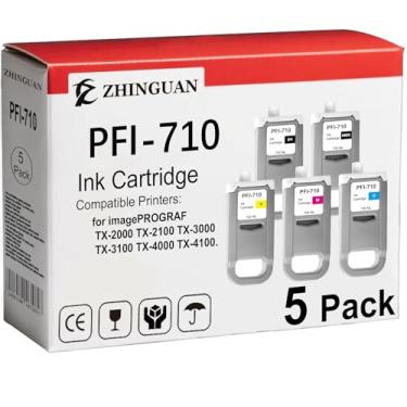 Imagem de ZHINGUAN Cartucho de tinta de alta capacidade remanufaturado PFI-710MBK PFI-710BK PFI-710C PFI-710M PFI-710Y com chip com tinta de 700 ml, funciona para Canon TX-2000 TX-2100 TX-3000 TX-3100 TX-4000