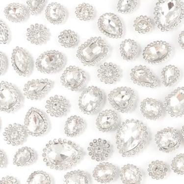 Imagem de 50 peças costuradas em strass, formas mistas, vidro, prata, strass, costurar em pedras de cristal, costas planas mentais com garra de prata para joias, artesanato, roupas, faça você mesmo, sapatos