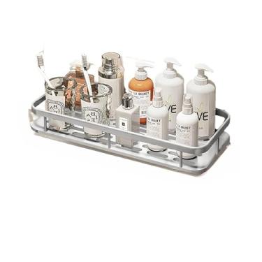 Imagem de Suporte Para Champô Sem Furos - Prateleira Adesiva, Suporte Para Casa De Banho(KIT 1 - Retângulos-Prateado)