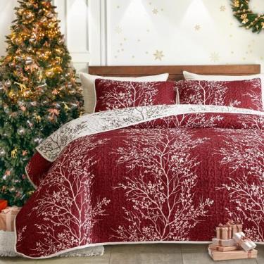 Imagem de Conjunto de edredões UOZZI BEDDING Christmas Burgundy Red Queen Size