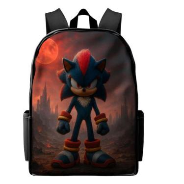 Imagem de Bolsa Escola Estampada Sonic Unissex Material Escolar Linda - Stampnew