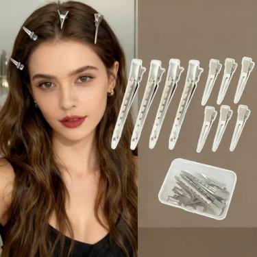 Imagem de Grampos de cabelo com bico de pato para estilo e secção, grampos de cabelo para mulheres, ideais para uso doméstico e salão de beleza (10 pretos grandes)
