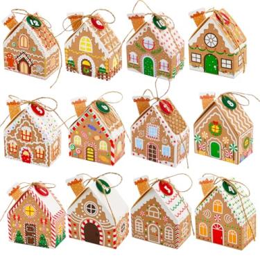 Imagem de EUBUY 48 caixas de presentes de Natal, doces de Natal, estilo casa de doces, caixa de lembrancinhas para Natal, casamento, festa de aniversário, biscoitos, lanches, embalagem de presente