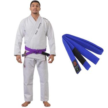 Imagem de Kimono Jiu Jitsu Hanzo Traçado Reforçado 450g Branco com Faixa Naja Extreme-Unissex