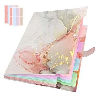 Imagem de Pasta de arquivo expansível tamanho A4/carta - Organizador de arquivos sanfonado com bolsos e etiquetas, plástico poliéster durável à prova d'água, pasta de documentos estéticos para escola