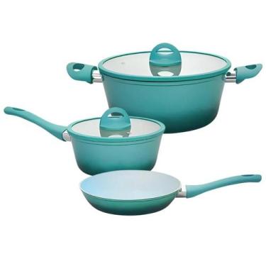 Imagem de Jogo De Caçarola 20cm Panela 16cm Frigideira Indução Cerâmica Miami Ve