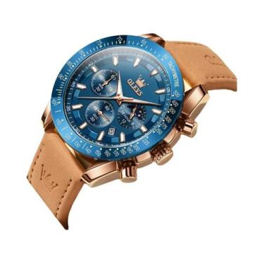 Imagem de Relógio Masculino De Quartzo Com Pulseira De Couro Marrom, À Prova d'Á