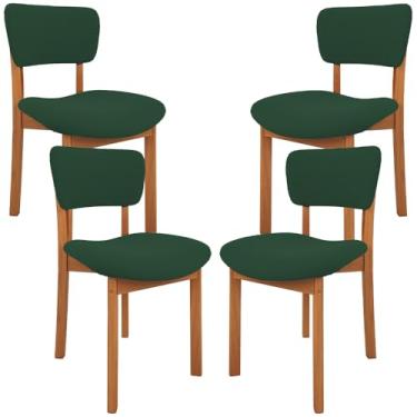 Imagem de Kit 04 Cadeiras Para Sala de Jantar Cozinha Living Estofada Dara L02 Suede Verde Musgo - Lyam Decor