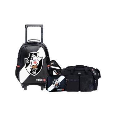 Imagem de Kit Vasco Mochila Rodas + Lancheira + Estojo + Bolsa Viagem