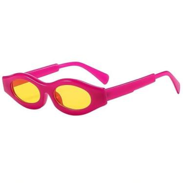 Imagem de HCHES Óculos de Sol Femininos Estilo Steampunk Retrô com Estampa de Leopardo Oval, Luxo e Versáteis, Proteção UV400 (rosa e amarelo)