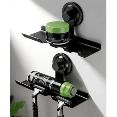 Imagem de DELITON Suporte de barbeador com ventosa, pacote com 2, ganchos removíveis para banheiro interno, ganchos potentes de ventosa para toalha, bucha, lâmina de barbear