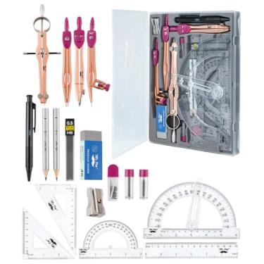 Imagem de Mr. Pen Conjunto geométrico com transferidor de braço oscilante de 15 cm, divisor, conjunto de quadrados, régua, bússolas e transferidor, conjunto de 15 peças
