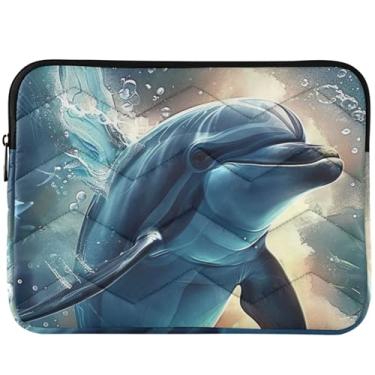 Imagem de Capa protetora subaquática para laptop com animais marinhos golfinho para MacBook Air 13 capa acolchoada para notebook universal 13-14 polegadas