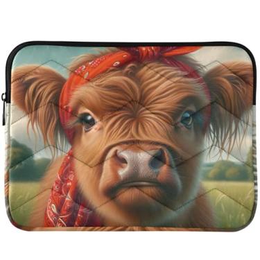 Imagem de Bolsa protetora para laptop Highland Cow, capa protetora para laptop, acessórios de computador portátil, universal, 13-14