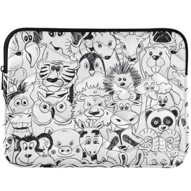 Imagem de Capa protetora universal para notebook de animais pretos e brancos com capa protetora universal de 13 a 14 polegadas para MacBook Pro 14