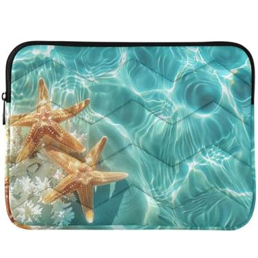 Imagem de Capa protetora para laptop azul claro estrela do mar para computador 13-14 polegadas acessórios de computador para Macbook Pro capa 14 polegadas