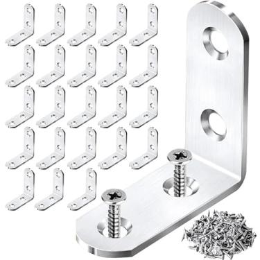 Imagem de 10 peças de suporte de canto em forma de L, suporte de ângulo de 90 graus, aço inoxidável, móveis, ferragens, armários, telas, fixador de canto com 40 parafusos