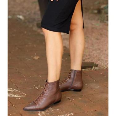 Imagem de Coturno Feminino Bico Fino Dina Mirtz, 35, Café