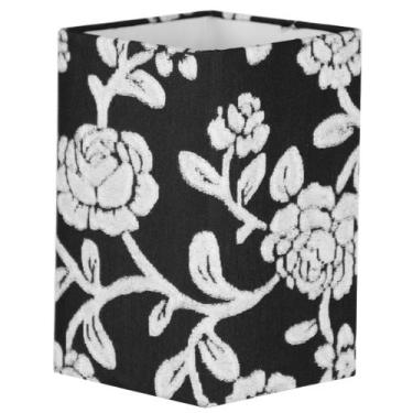 Imagem de Cúpula Quadrada de Abajur Tecido Floral Prata 12x20cm - MARRYLUZ