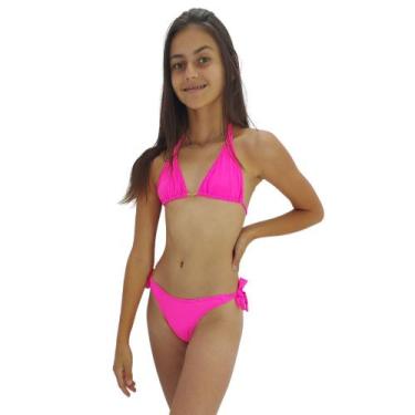 Imagem de Biquini Juvenil Neon Sem Bojo Calcinha De Amarrar Lateral - Hype Modas