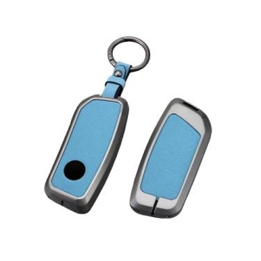 Imagem de Liga de zinco caso chave do carro capa compatível com bmw x1 u11 g70 7 série i7 x7 g07 lci ix i20 g09 xm u06 g81 m3 2023-2024 anti-risco(Ring buckle-blue)