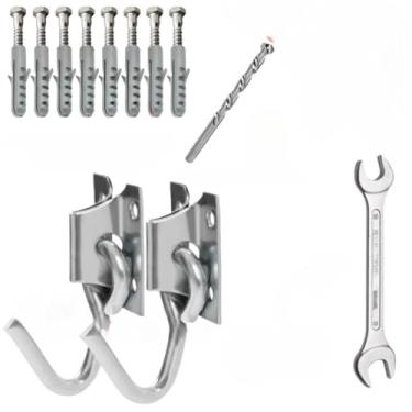 Imagem de Kit Gancho Armador De Rede De Balanço Aço Com 8 Parafusos E Buchas + Broca(Kit completo (Zincado))