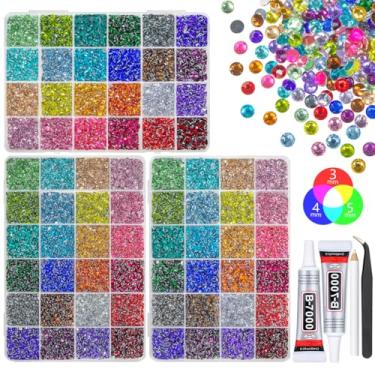 Imagem de qiipii 3 caixas, 24 cores, 3 mm, 4 mm, 5 mm, strass de resina de cristal com cola B7000 para artesanato deslumbrante, pedras coloridas, pedras preciosas, diamantes, pingentes para unhas, rosto